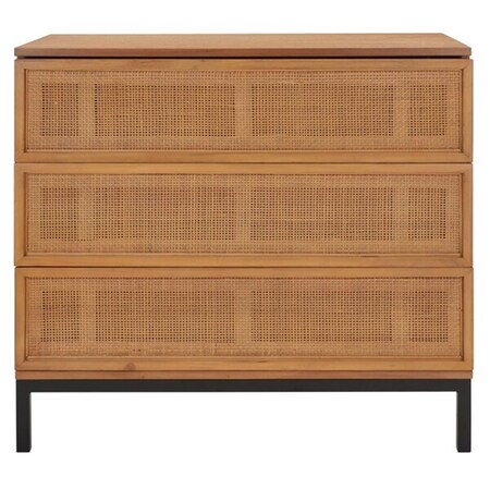 Safavieh Zadie 3 Drawer Chest - Natural Frame; Natural Rattan & Black Legs CHS5004C